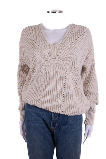 Repeat L/S Open Knit Jumper Beige 8 | O/S, Beige