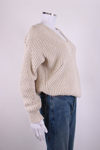 Repeat L/S Open Knit Jumper Beige 8 | O/S, Beige