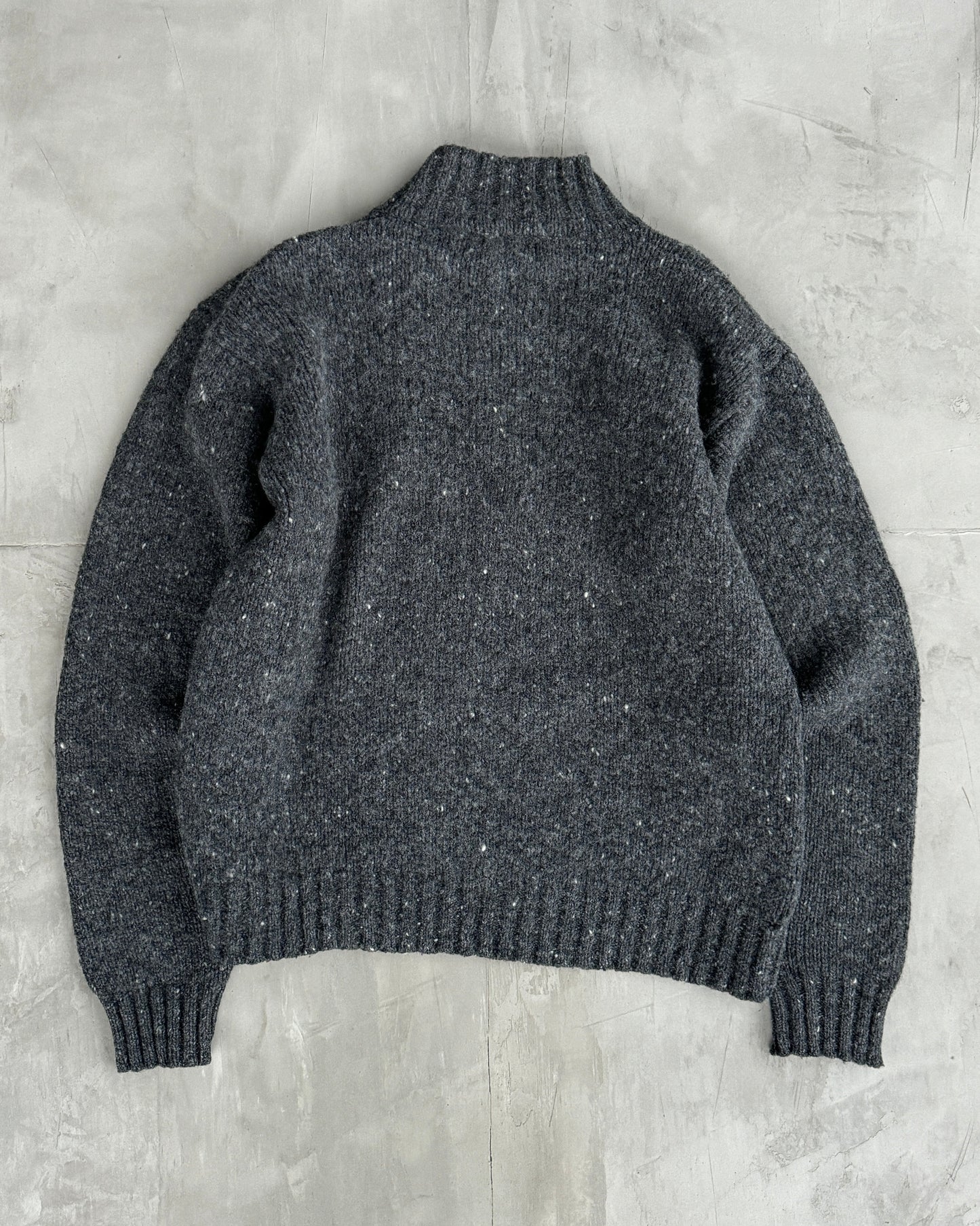 DIESEL 2000'S 'D' MARL KNIT HIGH NECK SWEATSHIRT - L | Large, Grey