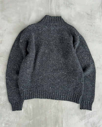 DIESEL 2000'S 'D' MARL KNIT HIGH NECK SWEATSHIRT - L | Large, Grey