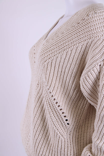 Repeat L/S Open Knit Jumper Beige 8 | O/S, Beige