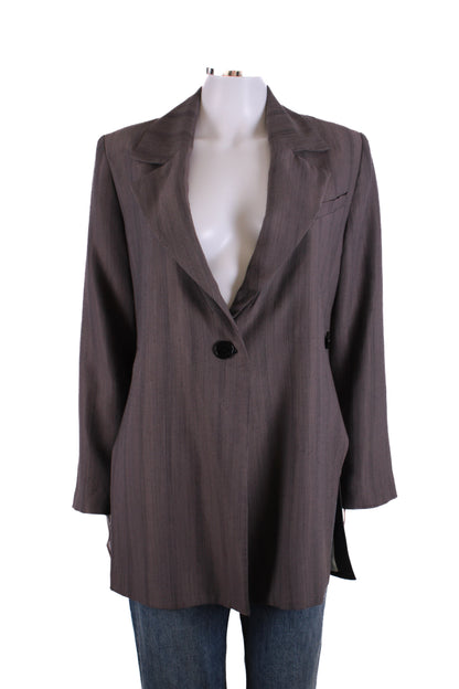 Ganni High Side Slit Blazer Grey 6 | O/S, Grey