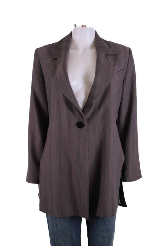 Ganni High Side Slit Blazer Grey 6 | O/S, Grey