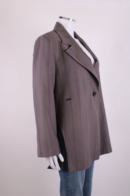 Ganni High Side Slit Blazer Grey 6 | O/S, Grey