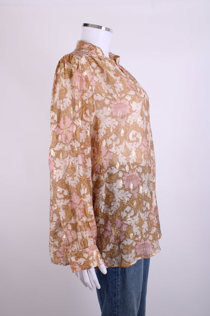 Sofie Schnoor L/S Print Blouse Mustard/ Pink S | Small, Pink
