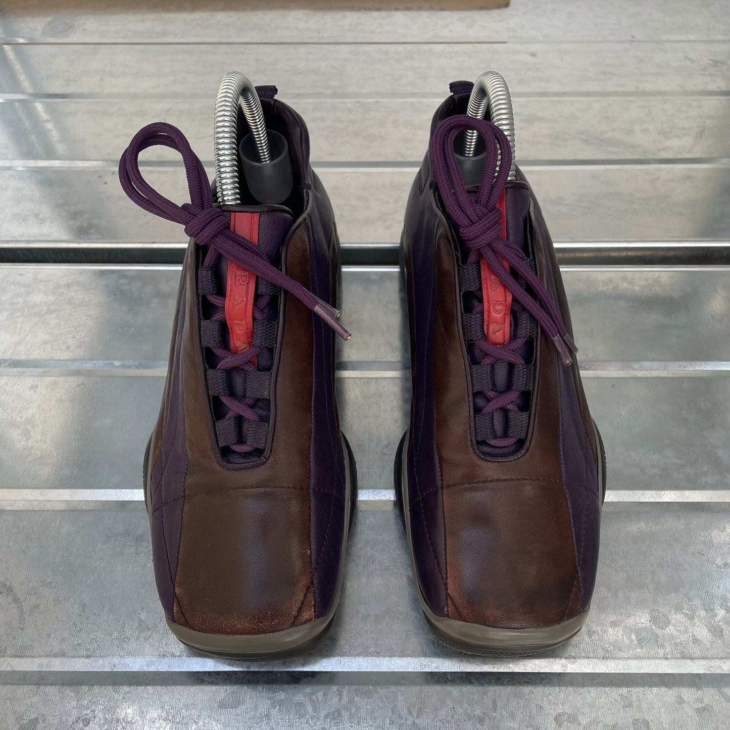 Prada Purple & Brown 00s Leather Trainers | SMALL, Multicoloured