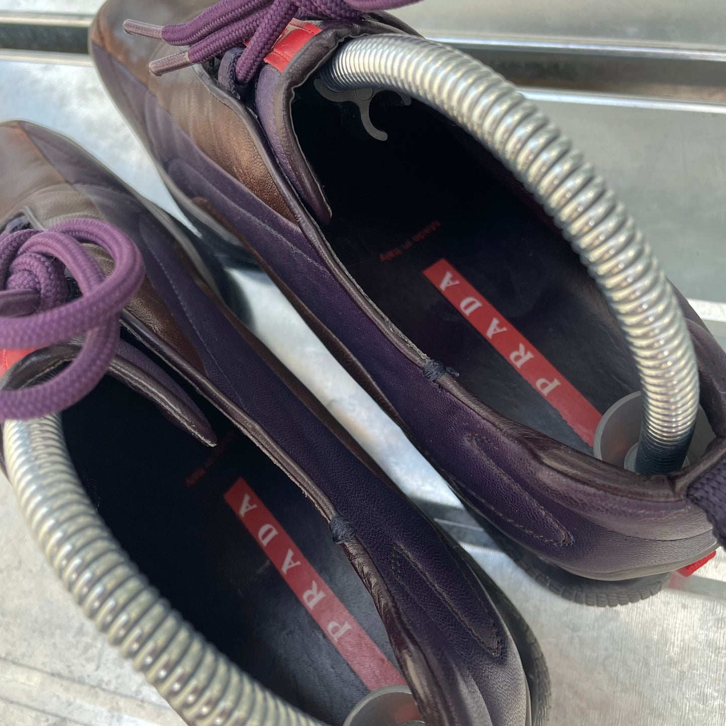 Prada Purple & Brown 00s Leather Trainers | SMALL, Multicoloured