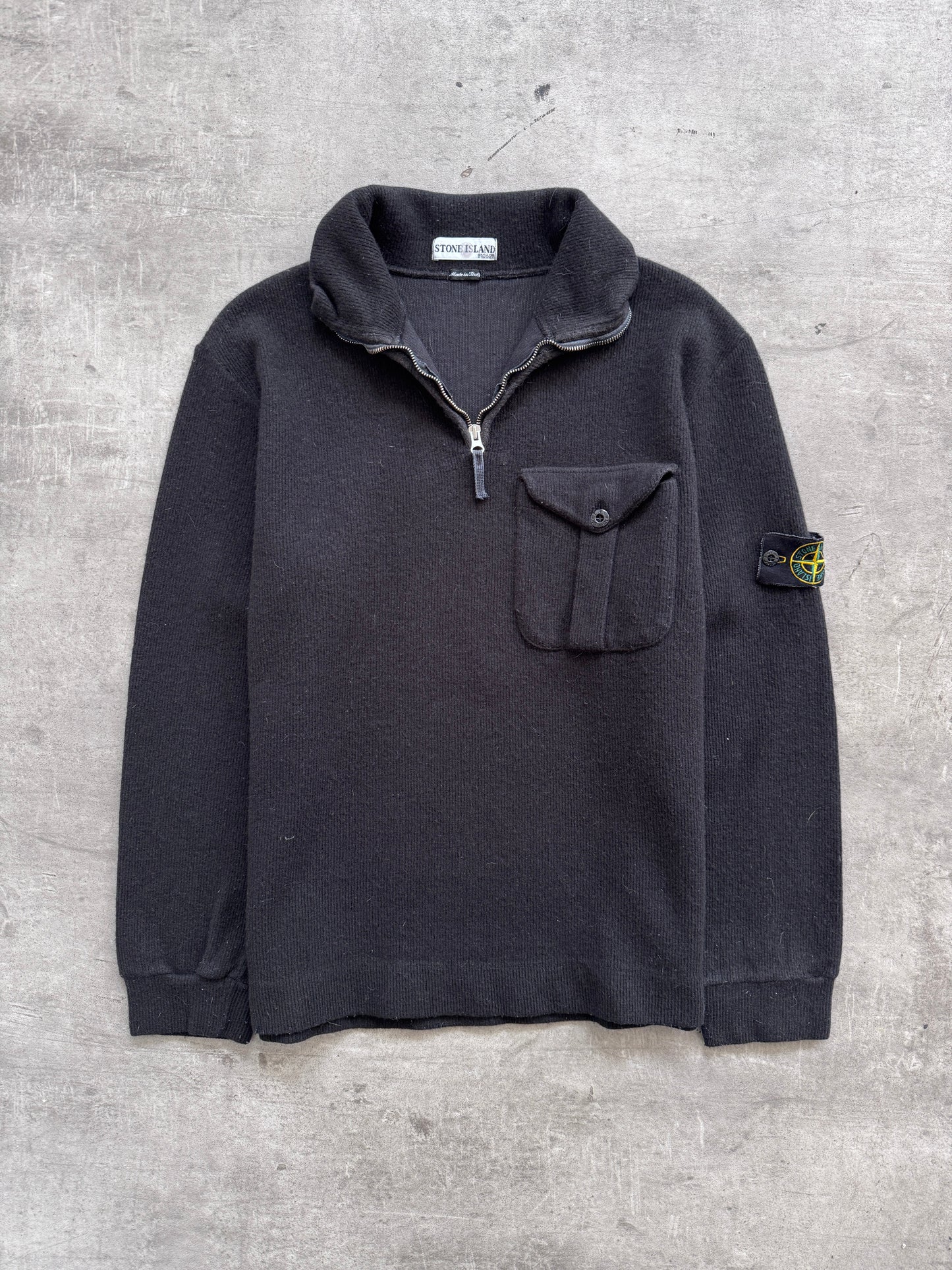 A/W 2001 Stone Island Paul Harvey 1/4 Zip Military Wool Fleece | Large, Multicoloured
