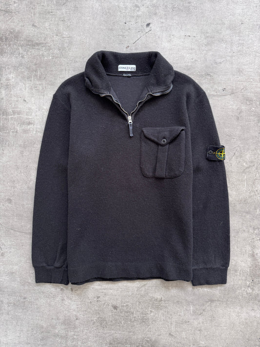 A/W 2001 Stone Island Paul Harvey 1/4 Zip Military Wool Fleece | Large, Multicoloured