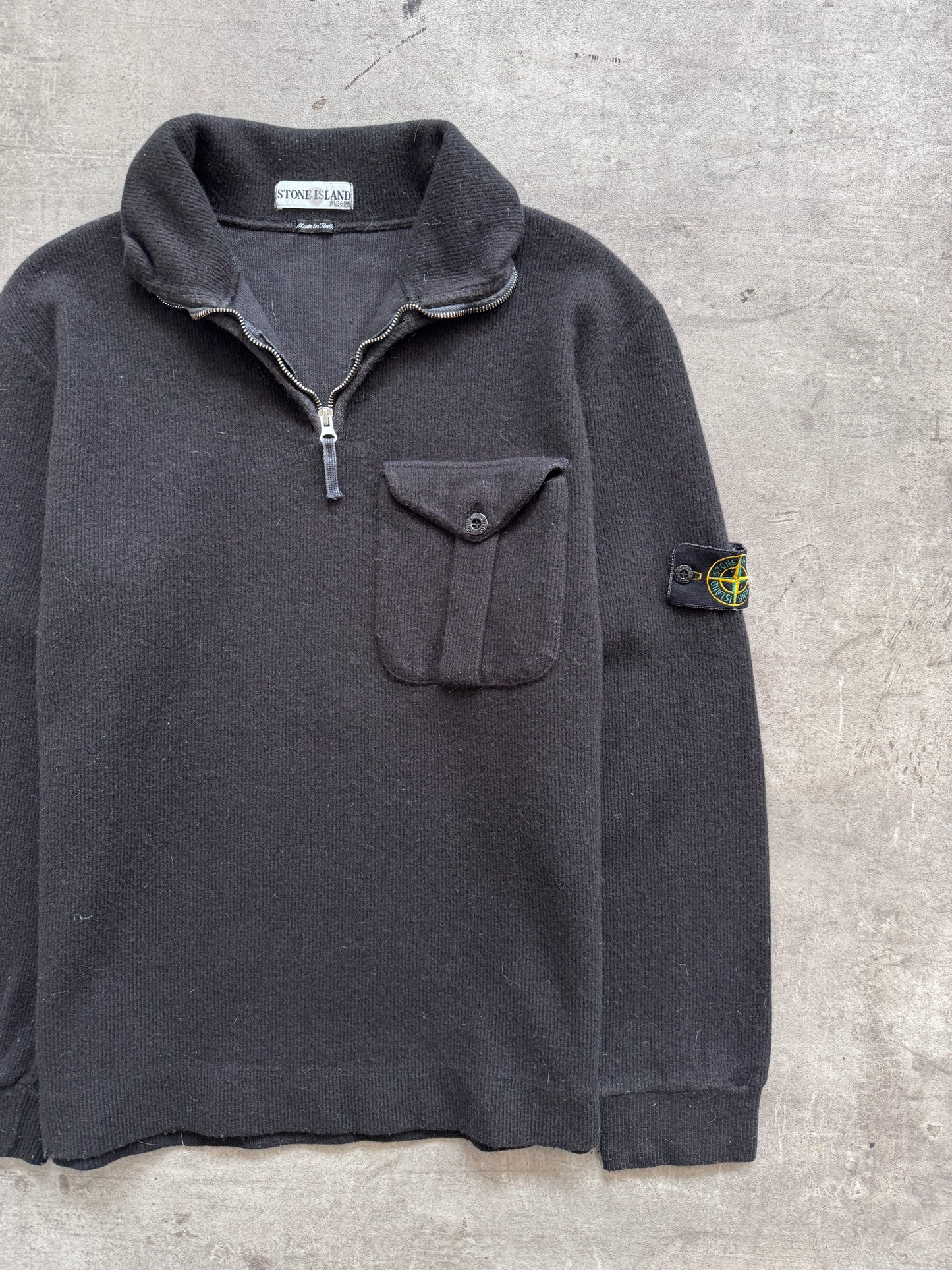 A/W 2001 Stone Island Paul Harvey 1/4 Zip Military Wool Fleece | Large, Multicoloured