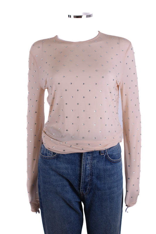 Paco Rabanne Mesh Diamante Top Nude 40 | O/S, Nude