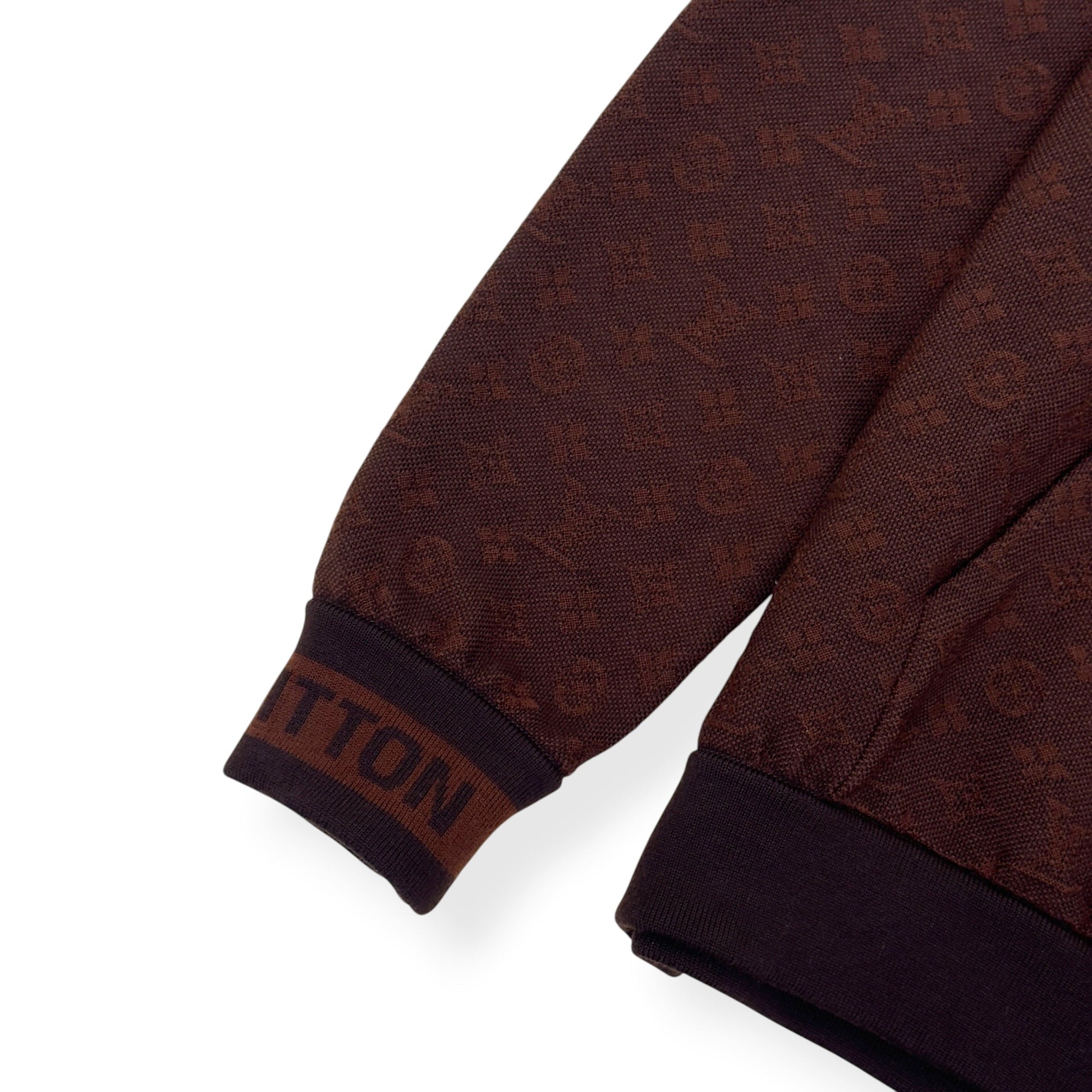 Louis Vuitton Wool Monogram Track Hoodie Brown - Sleeve Detail