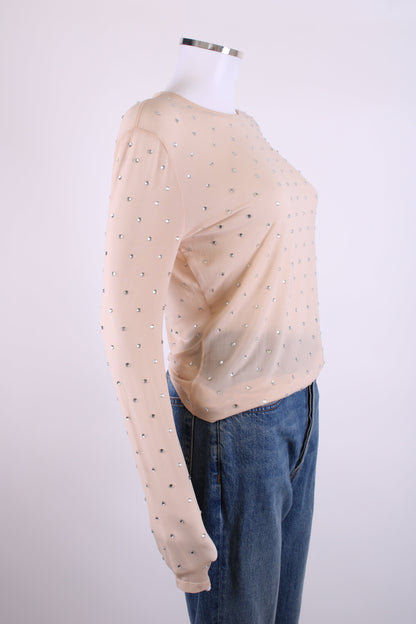 Paco Rabanne Mesh Diamante Top Nude 40 | O/S, Nude