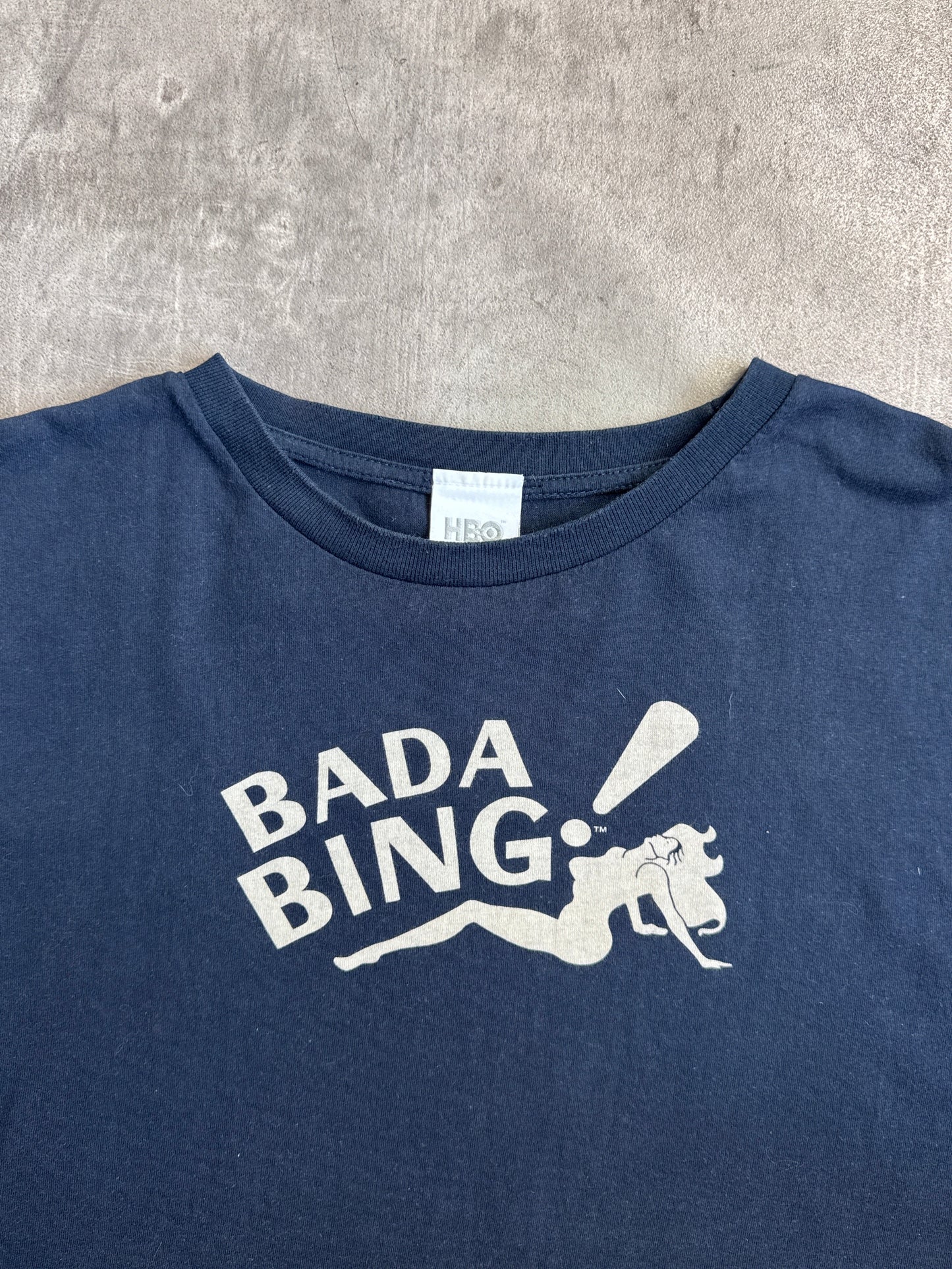 HBO The Sopranos Bada Bing Navy Graphic Tee