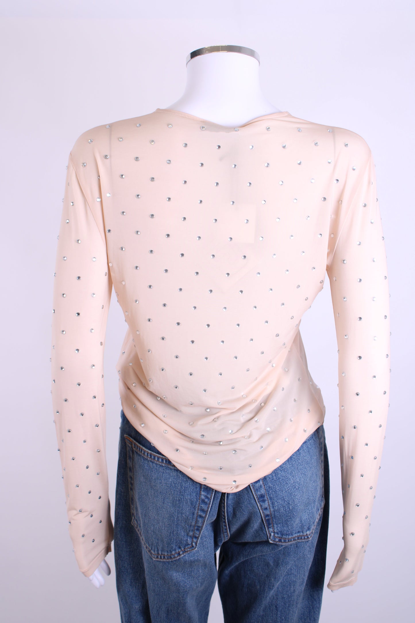 Paco Rabanne Mesh Diamante Top Nude 40 | O/S, Nude