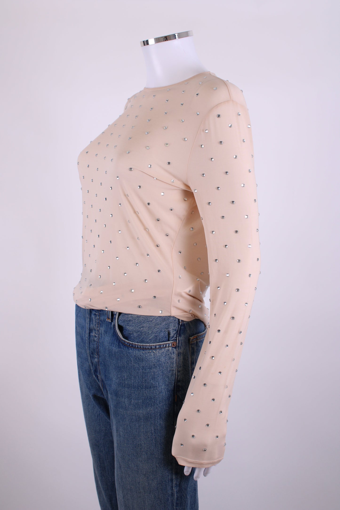 Paco Rabanne Mesh Diamante Top Nude 40 | O/S, Nude