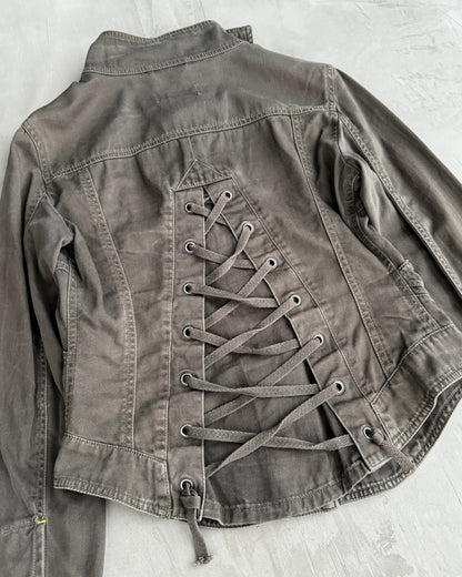 DIESEL 2000'S CORSET LACE-UP BACK JACKET - M