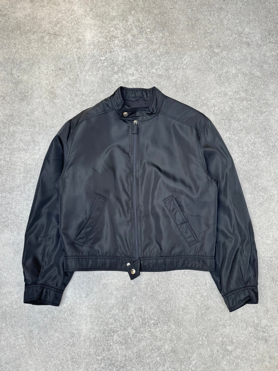 90s Prada Silk Lined Black Bomber Jacket