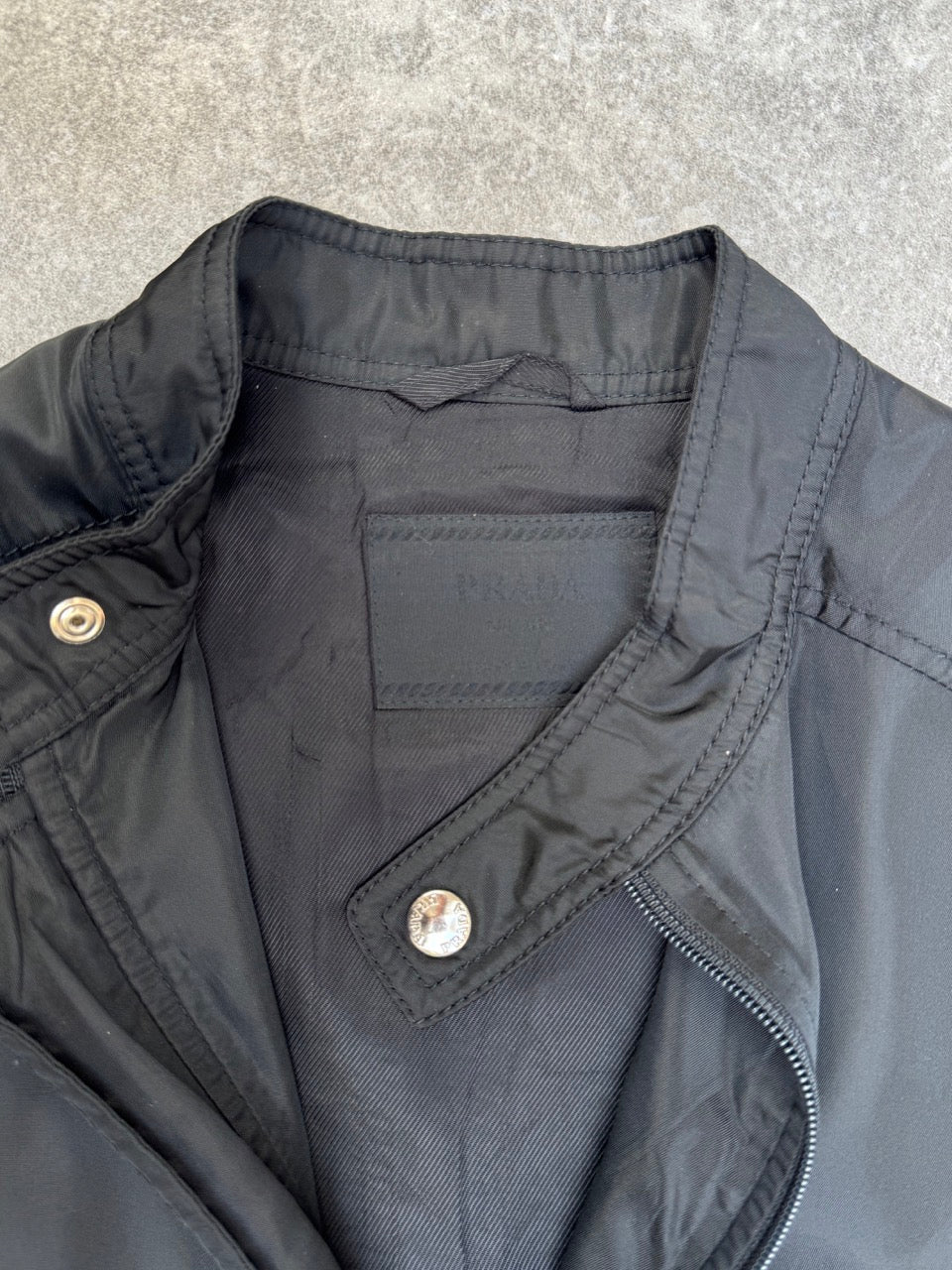 90s Prada Silk Lined Black Bomber Jacket