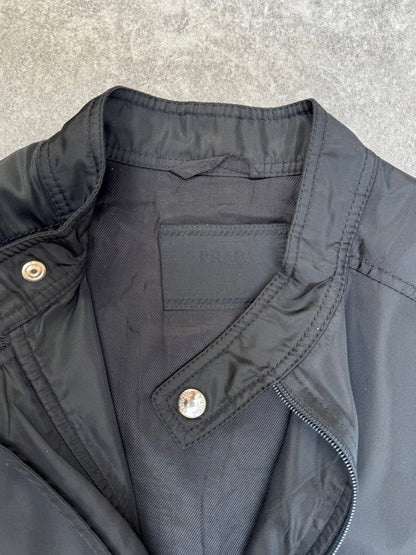 90s Prada Silk Lined Black Bomber Jacket