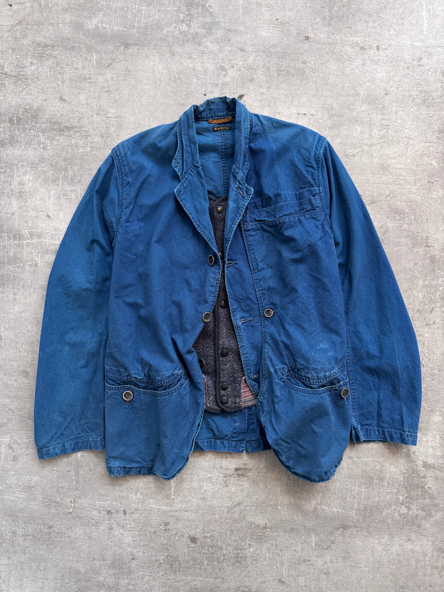 Kapital Garment Dyed Work Jacket W/ Modular Wool Gilet | Medium, Multicoloured