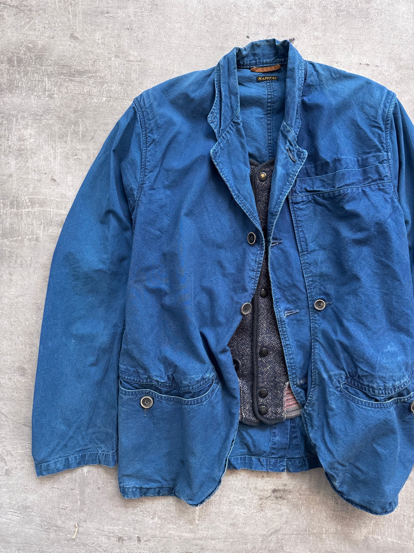 Kapital Garment Dyed Work Jacket W/ Modular Wool Gilet | Medium, Multicoloured