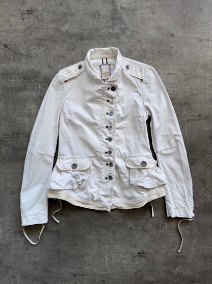 Marithé + Francois Girbaud White Cotton Napoleon Jacket | Small, Multicoloured