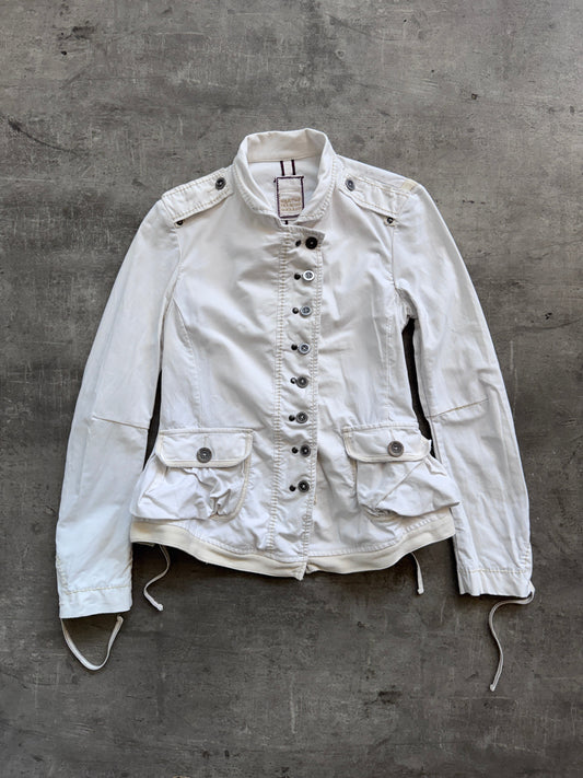 Marithé + Francois Girbaud White Cotton Napoleon Jacket | Small, Multicoloured