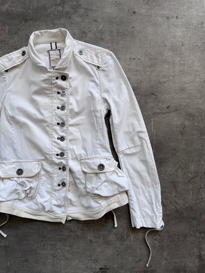 Marithé + Francois Girbaud White Cotton Napoleon Jacket | Small, Multicoloured