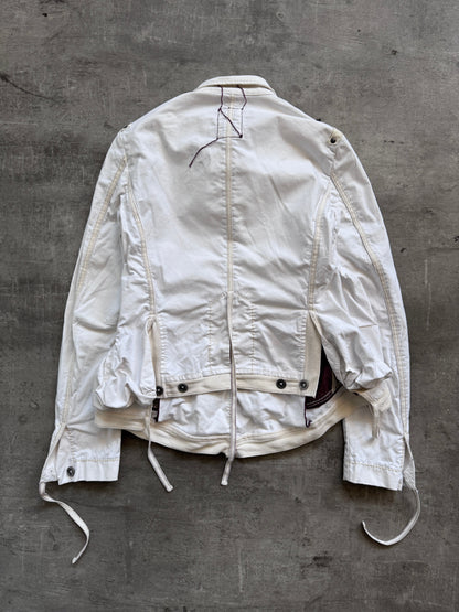 Marithé + Francois Girbaud White Cotton Napoleon Jacket | Small, Multicoloured