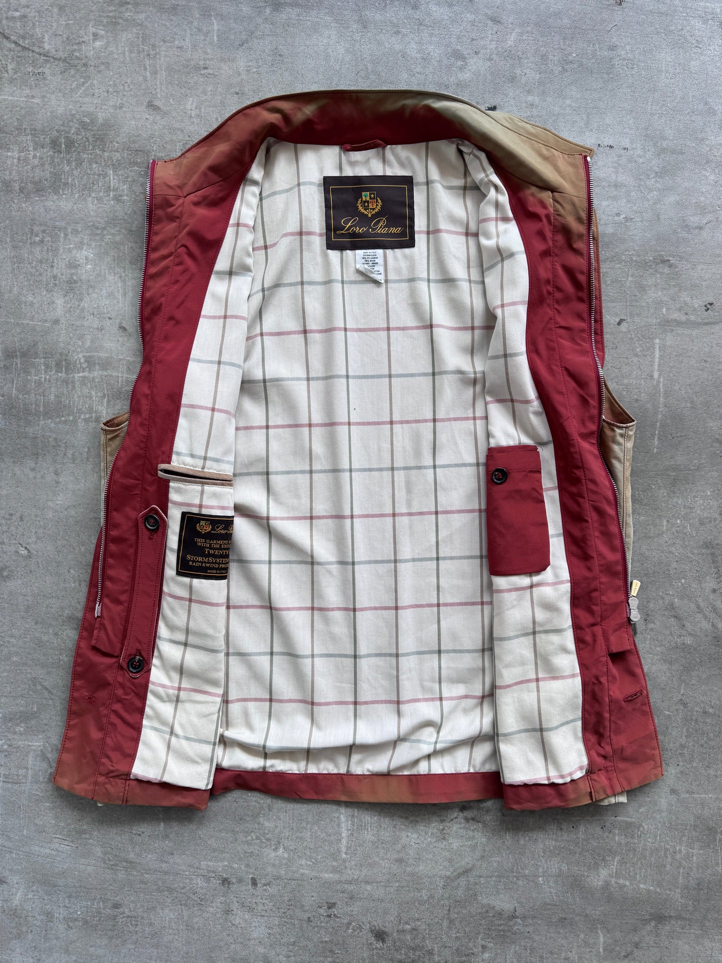1990's Loro Piana Iridescent Ombre Layered Sailing Vest | Extra Large, Red