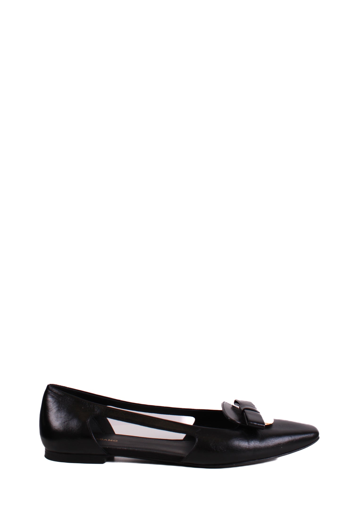 Ferragamo Cut Out Bow Flats Black 4 | O/S, Black