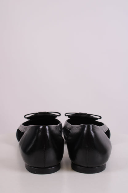 Ferragamo Cut Out Bow Flats Black 4 | O/S, Black