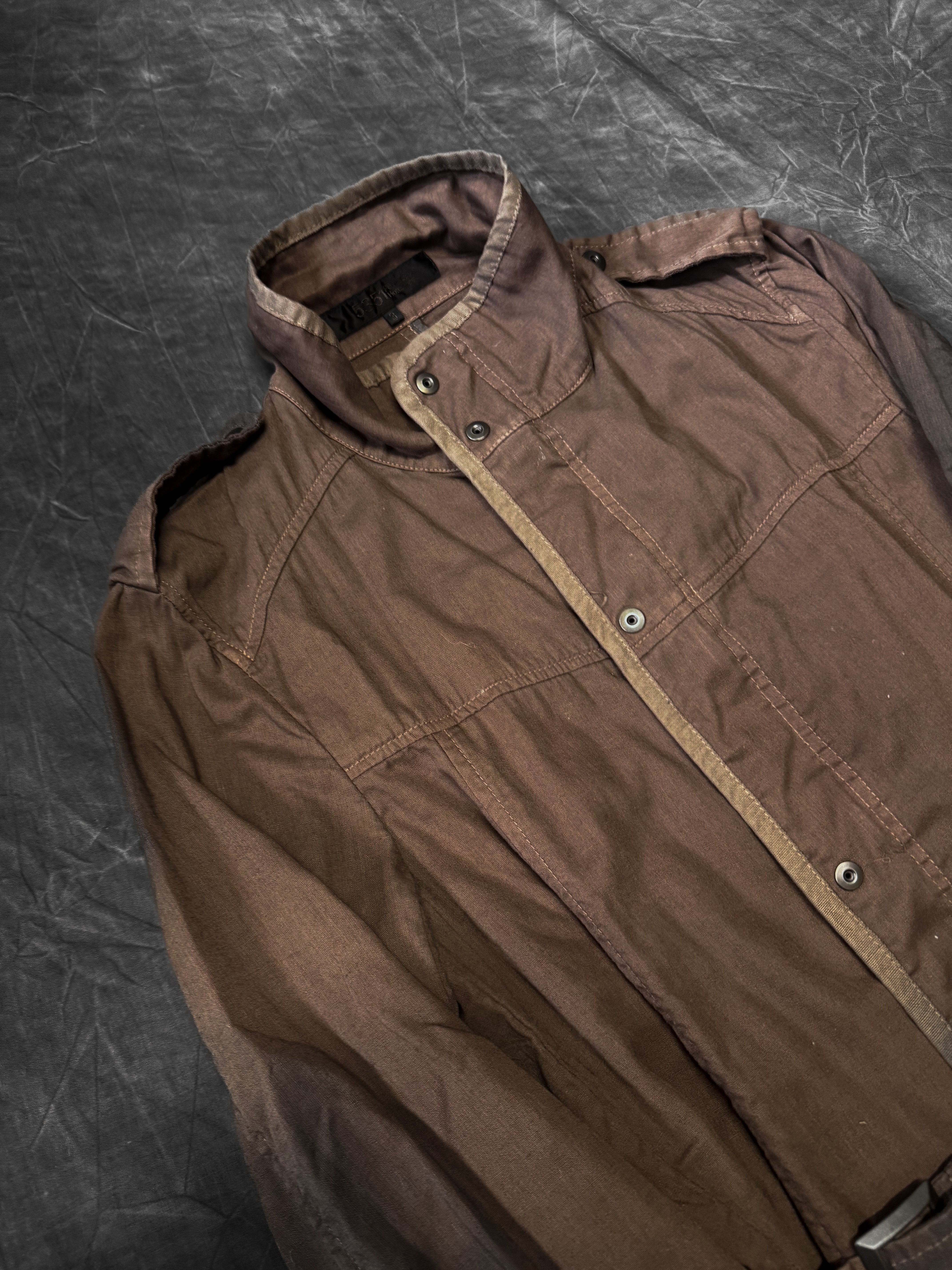 ★ 5351 POUR LES HOMMES military sheep leather ノーカラー シープ レザー リブ ジャケット MA-1 5351プールオム ★ 2 ブラック 5351 POUR LES HOMMES Rider Jacket