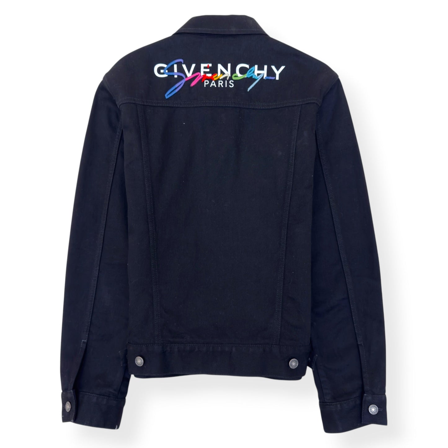 GIVENCHY EMBROIDERED LOGO DENIM JACKET BLACK M | Medium, Black