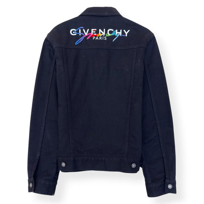 GIVENCHY EMBROIDERED LOGO DENIM JACKET BLACK M | Medium, Black