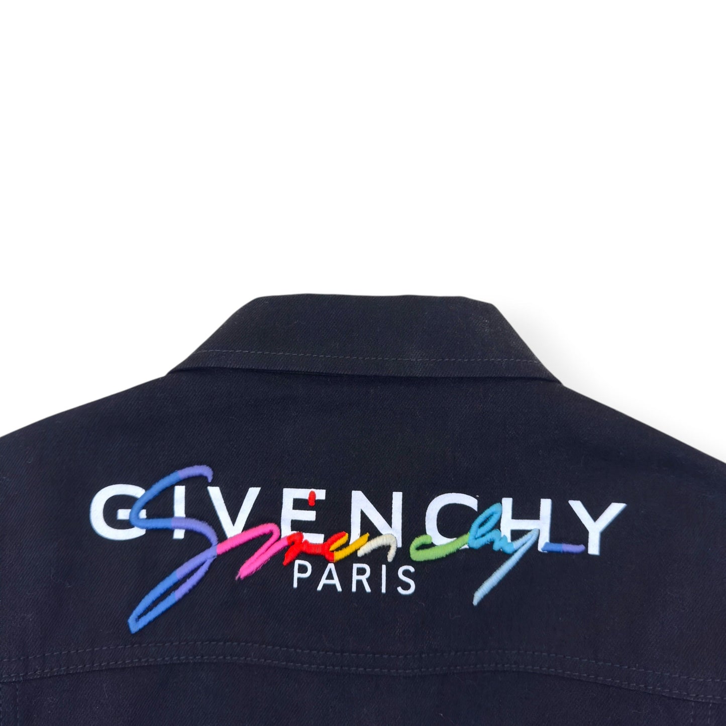 GIVENCHY EMBROIDERED LOGO DENIM JACKET BLACK M | Medium, Black