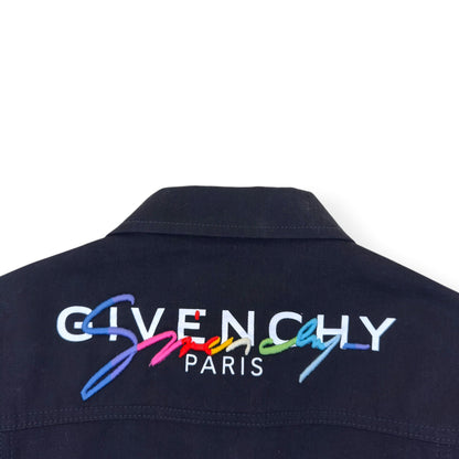 GIVENCHY EMBROIDERED LOGO DENIM JACKET BLACK M | Medium, Black