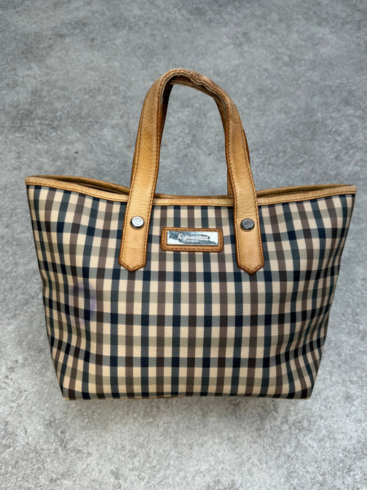 Aquascutum Leather Classic Multi Gingham Handbag