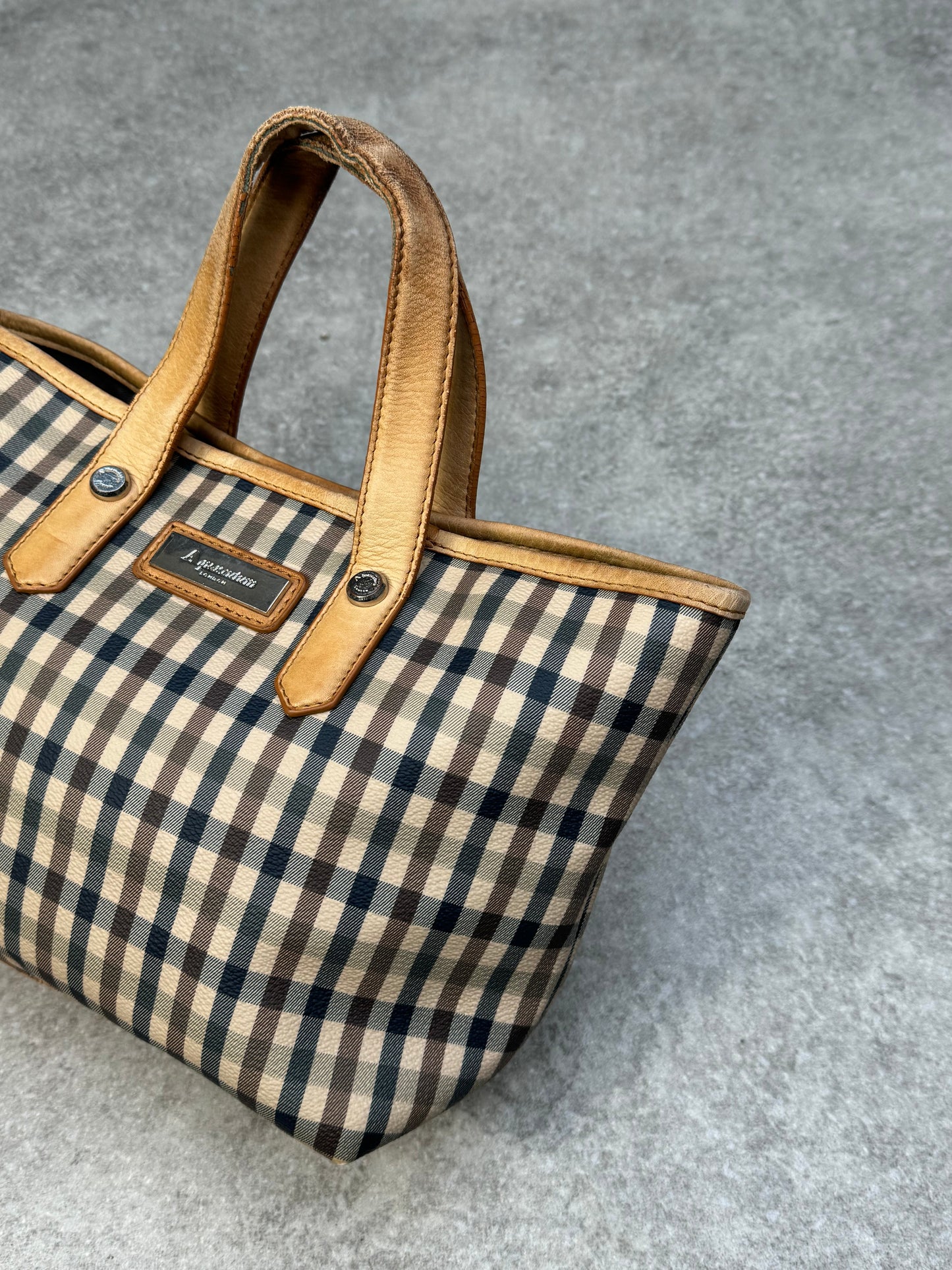 Aquascutum Leather Classic Multi Gingham Handbag