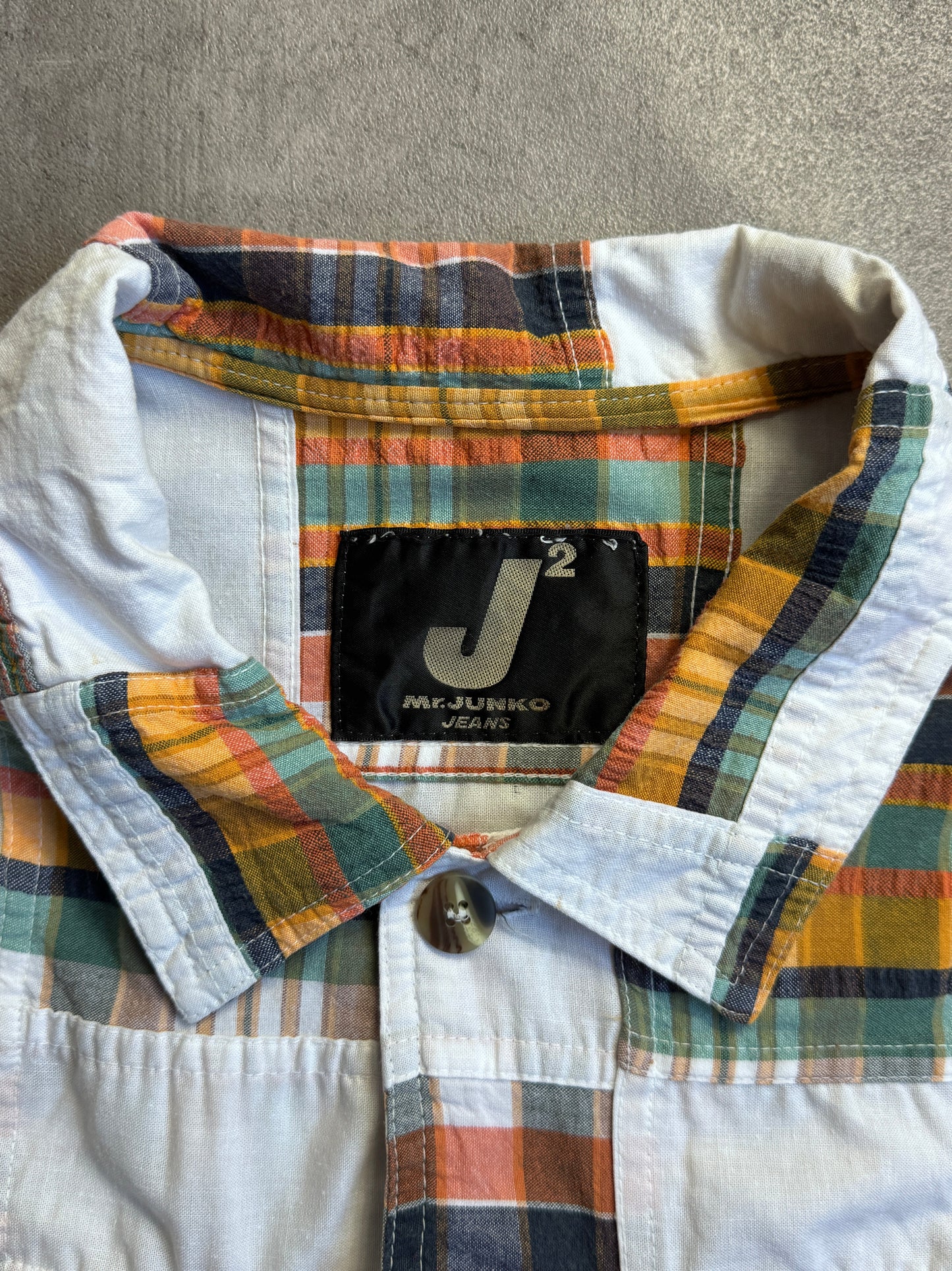 Mr.Junko Jeans White Plaid Lightweight Button Down Jacket