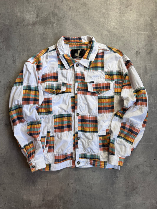 Mr.Junko Jeans White Plaid Lightweight Button Down Jacket
