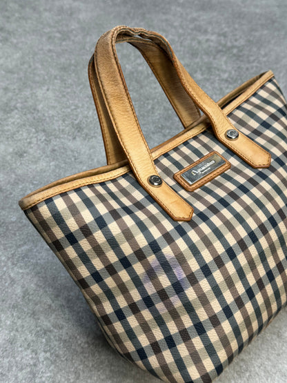 Aquascutum Leather Classic Multi Gingham Handbag