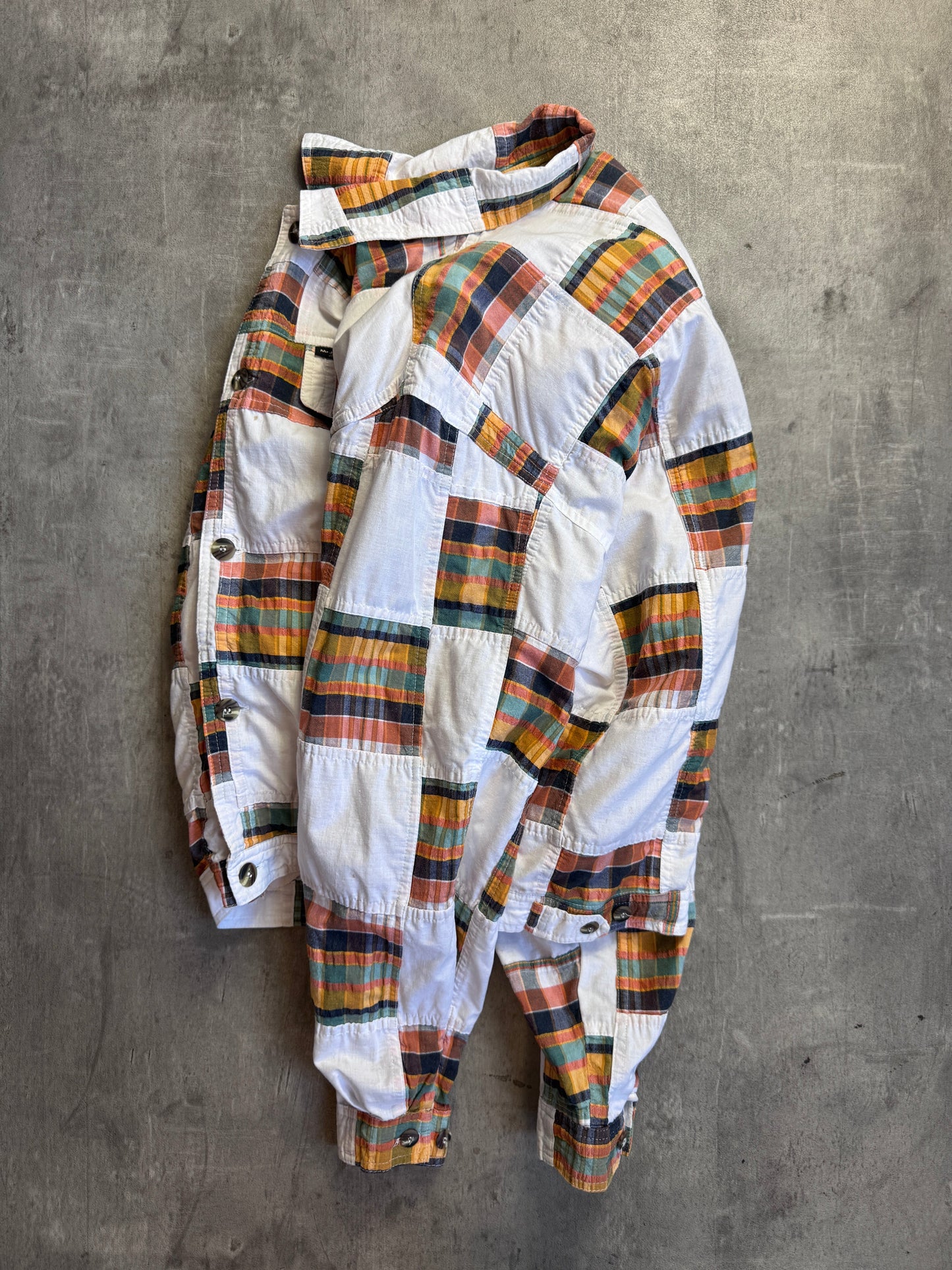 Mr.Junko Jeans White Plaid Lightweight Button Down Jacket