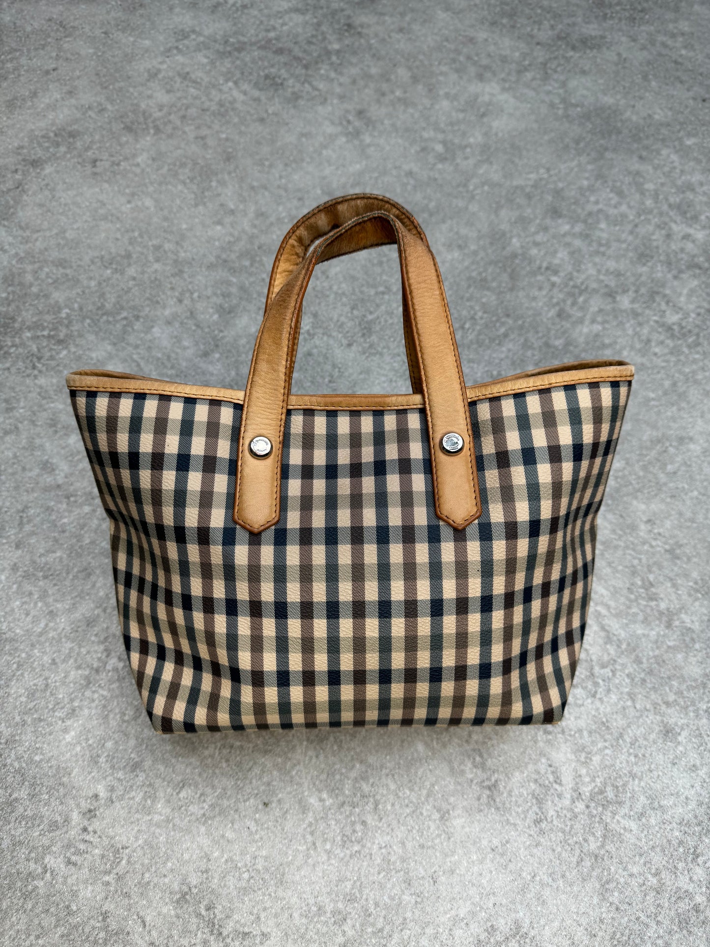 Aquascutum Leather Classic Multi Gingham Handbag