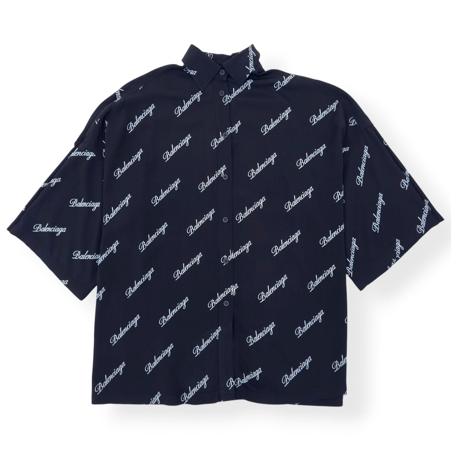 BALENCIAGA MONOGRAM PRINT OVERSIZED SHIRT BLACK / WHITE 34 / XS | XS, Black