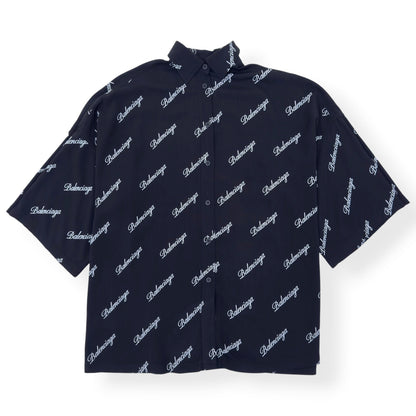 BALENCIAGA MONOGRAM PRINT OVERSIZED SHIRT BLACK / WHITE 34 / XS | XS, Black