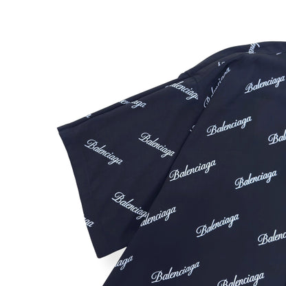 BALENCIAGA MONOGRAM PRINT OVERSIZED SHIRT BLACK / WHITE 34 / XS | XS, Black
