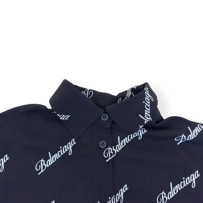 BALENCIAGA MONOGRAM PRINT OVERSIZED SHIRT BLACK / WHITE 34 / XS | XS, Black