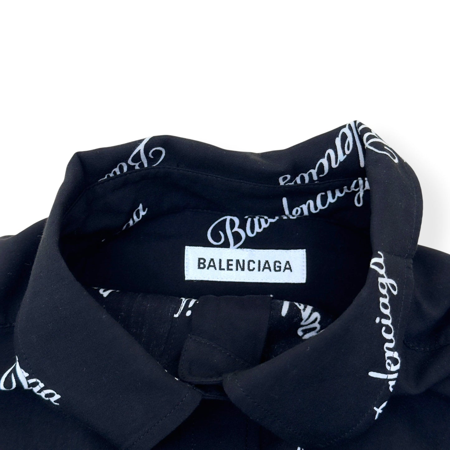 BALENCIAGA MONOGRAM PRINT OVERSIZED SHIRT BLACK / WHITE 34 / XS | XS, Black